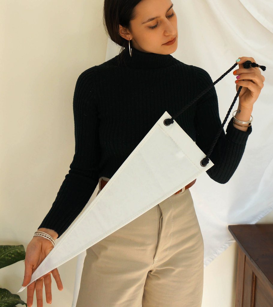 Recycled, Reclaimed & repurposed sails are used to make sustainable, eco friendly, waterproof sailcloth bags in the Eighth Belle Studio.